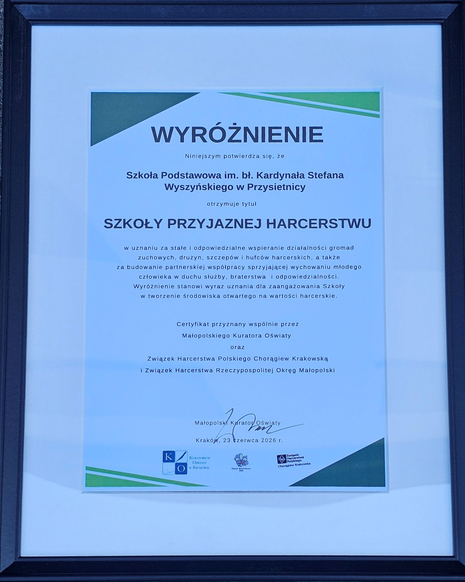 Szkoła w Przysietnicy wyróżniona tytułem „Szkoła Przyjazna Harcerstwu”